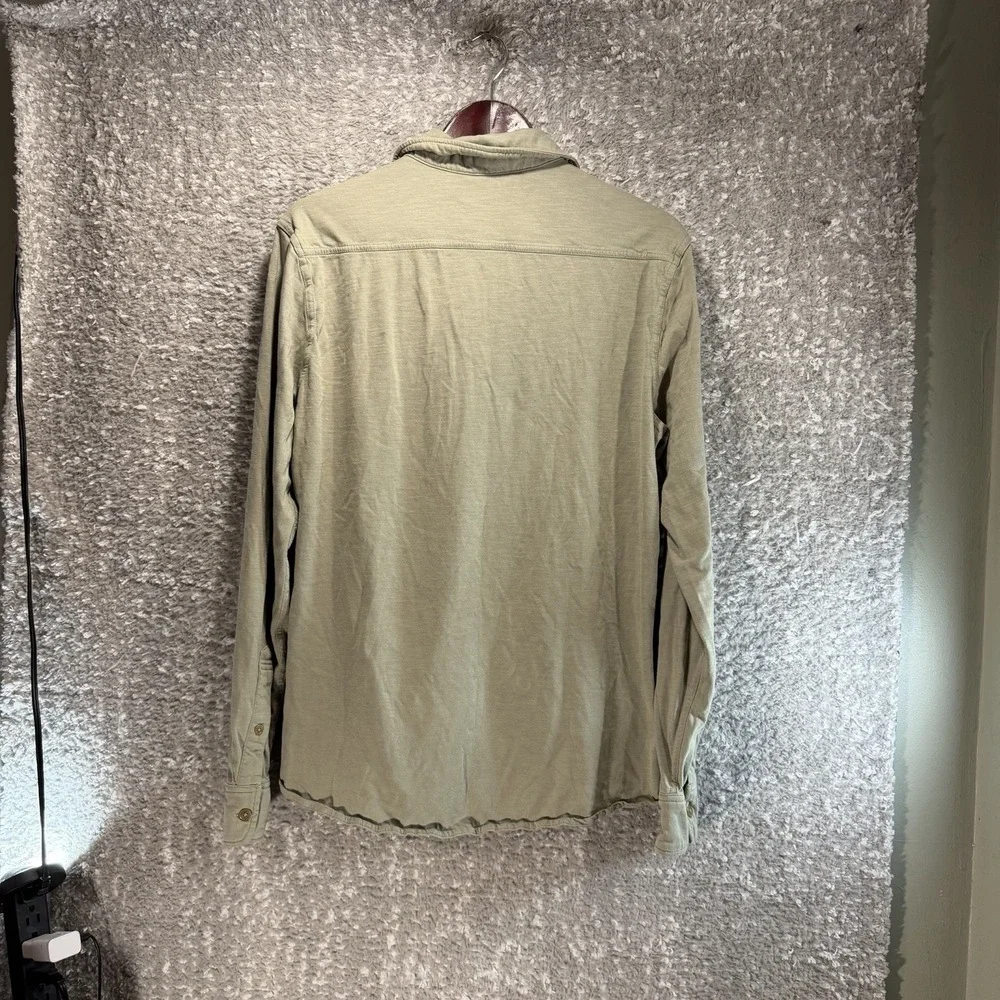 Faherty Field Organic Cotton Shirt Long Sleeve Button Up Coastal Green L Preppy